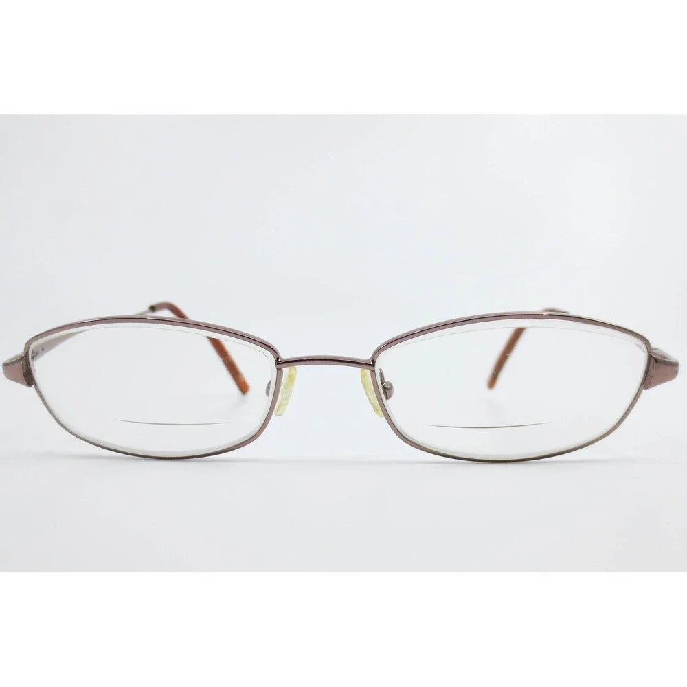 WM9010 BR Bronze Oval Metal Eyeglass Frames 53-18-135 Brown Tortoise Tips